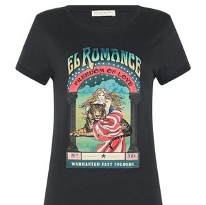 Spell & The Gypsy El Romance Organic Cotton Tee in Charcoal Size XS